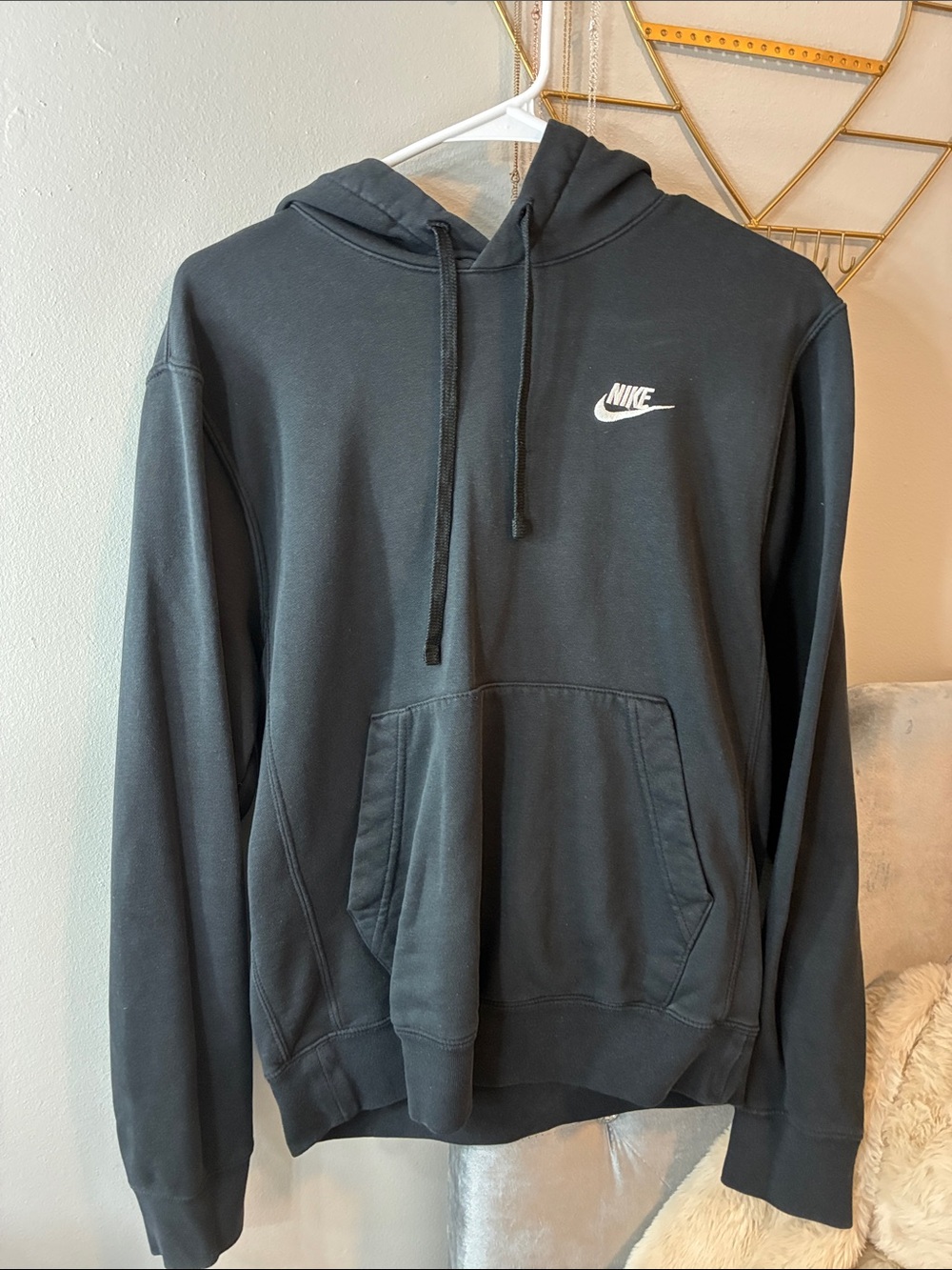 Nike Black Pullover Hoodie with White Swoosh